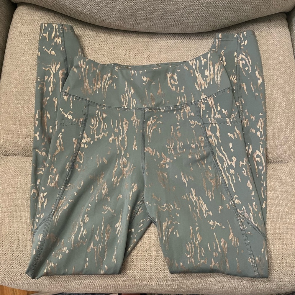 Avia Green and Gold Patterned Leggings
